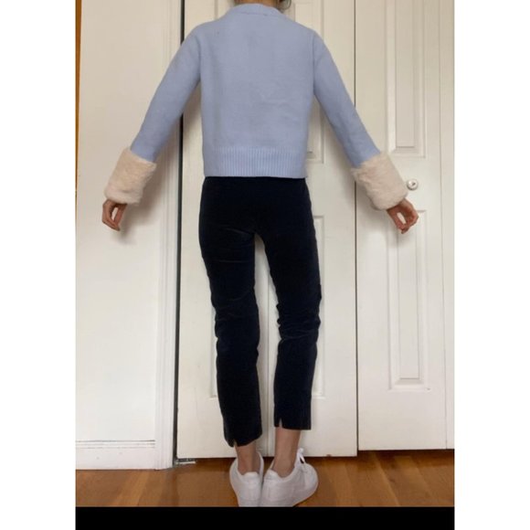Zara blue sweater with faux fur white cuffs - Picture 6 of 6